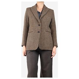 Aime Brown tweed wool jacket - size UK 8 Brown