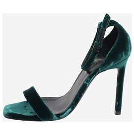 Saint Laurent Dunkelgrüne Samt-Absatzsandalen - Größe EU 36,5 Grün