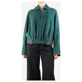 Loewe Green belted suede jacket - size UK 10 Green