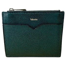 Valextra Leather Coin Wallet and Card Case Dark green