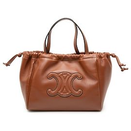 Céline Cabas à cordon Triomphe en cuir de veau marron Celine Marron