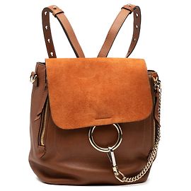 Mochila Faye média em couro de bezerro e camurça Chloé marrom Marrom
