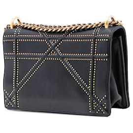 Dior-Dior Black Medium Studded Lambskin Diorama Flap-Black
