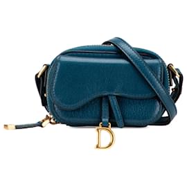 Dior-Dior Blue Mini Goatskin Saddle Pouch-Blue