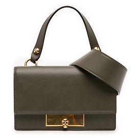 Bolsa de mão mini de couro verde com fecho de caveira Alexander McQueen Verde Verde oliva