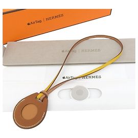 Hermes Hermès Air Tag Two-Tone Leather Strap Brown Yellow