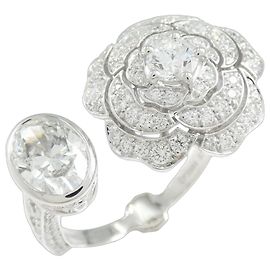 Chanel Camelia Au750 Diamantring Größe 11.5 Silber