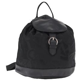 Salvatore Ferragamo Gancini Backpack Nylon Black Silver Auth 155204 Black Silvery