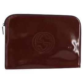 Sac à main Gucci en émail marron Auth ep12432 Marron