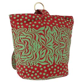 Bolsa de Ombro Gianni Versace Nylon Vermelha Dourada Auth BA9206 Vermelho Dourado