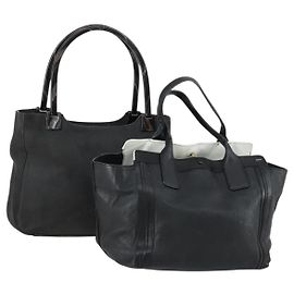 Chloé Borsa a mano in pelle PRADA Chloe 2 pezzi nera Auth bs31737 Nero