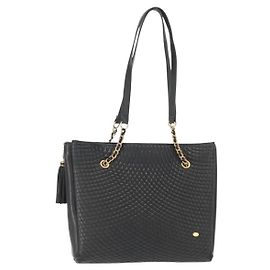 BALLY Bolsa de Ombro com Corrente Couro Marinho Dourado Auth BA8777 Dourado Azul marinho