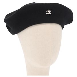 CHANEL 1998 COCO Berretto in Lana Nero CC Auth 157877SM Nero
