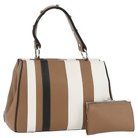 PRADA Baiadera Shoulder Bag Leather Brown Silver Auth 158889SAV Brown Silvery