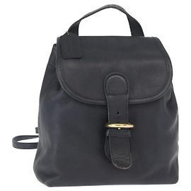 Coach Backpack Leather Navy Gold Auth am9839 Golden Navy blue