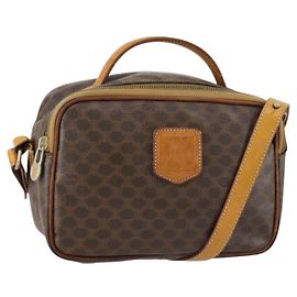 Céline Sac à main en toile Macadam CELINE en cuir PVC 2 en 1 marron or Auth 154376 Marron Doré