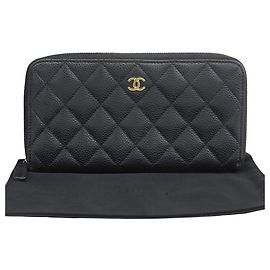 Chanel Coco Mark Matelasse Timeless Classic Long Wallet Black