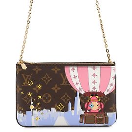 Bolso de Hombro Louis Vuitton Monogram Vivienne Pochette Double Zip Chain Rosa