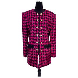 Guy Laroche pink and black wool jacket 1980s Black Pink