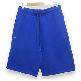 Off White Pantalones cortos de algodón con estampado de logo Off-White Azul