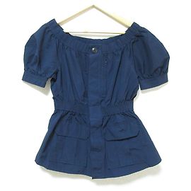 Autre Marque ENFOLD Kurzarmbluse mit Puffärmeln Blau Marineblau