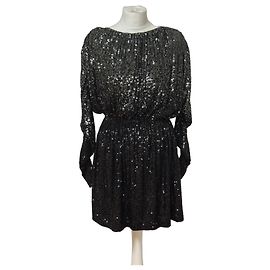 Saint Laurent Sequin Dress Black Black