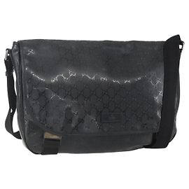 GUCCI GG implementation Bag Coated Canvas Black Silver 201725 Auth ka831 Black Silvery