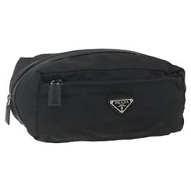 PRADA Pouch Nylon Leather Black Auth bs31961 Black