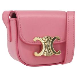 Céline CELINE Triomphe Mini Claude Bolsa de Hombro Piel de Ternera Rosa Oro Auth 153596SAM Rosa Dorado