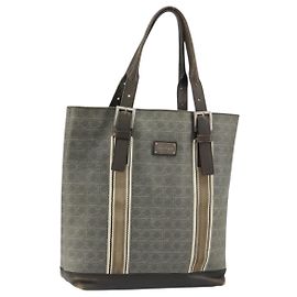 Salvatore Ferragamo Gancini Tote Bag Leather Brown Silver Auth 156802 Brown Silvery