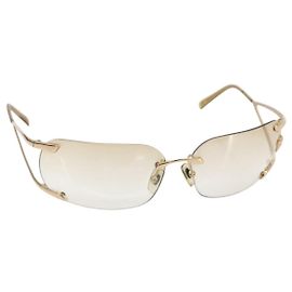 Óculos de sol sem aro Medusa VERSACE em metal dourado Auth am10063 Outro