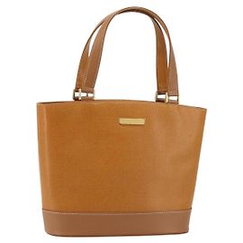 BURBERRY Tote Bag Leather Brown Gold Auth ep12232 Brown Golden