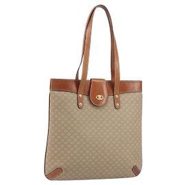 Céline Bolsa Tote em Lona Macadam CELINE PVC Bege Dourado Auth 156447 Bege Dourado