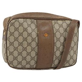 Gucci Bolsa de Ombro GG Supreme PVC Bege Ouro Auth ep12302 Bege Dourado
