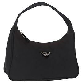 PRADA Sac à main en nylon noir Auth ep12246 Noir