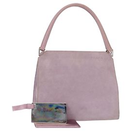 PRADA Sac à main Suède Violet Argent Auth gh1452 Argenté Violet