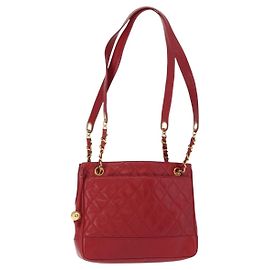 CHANEL Borsa a Spalla Matelassé in Pelle di Agnello Rossa Oro CC Auth BA9195 Rosso D'oro