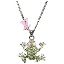 Louis Vuitton COLLAR LV Crazy Animals de metal verde MP3390 Auth 158659M Verde