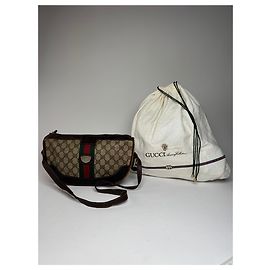 Borsa a spalla vintage Gucci monogramma grigio marrone Grigio
