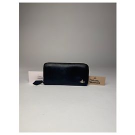 Vintage Vivienne Westwood Leather Zippy Wallet Black Black