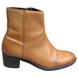 Autre Marque HE Diffusion Ankle Boots Light Brown Leather Light brown