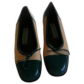 Autre Marque Mocassins Moda Di Fausto Cuir Vert Canard Beige Taille 36 Beige