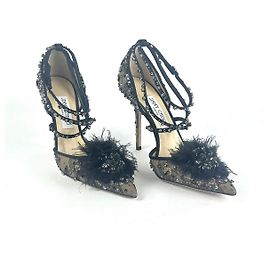 Jimmy Choo High Heels aus besticktem Tüll und Strass Grau Größe 40 Silber Grau