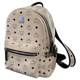 MCM Stark Small Backpack Eggshell Leather Eggshell
