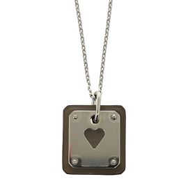 Colar de couro e metal Ace of Hearts da Hermès Marrom Prata
