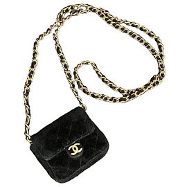 Chanel Mini Chanel Tasche Schwarzer Samt Schwarz