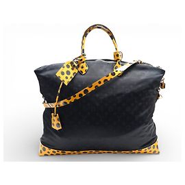 NEUE LOUIS VUITTON M40683 LOCKIT MONOGRAM KUSAMA PUNKTLEDER HANDTASCHE Schwarz