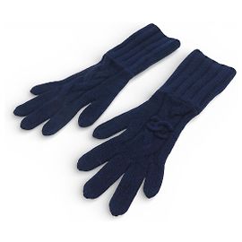 NEW CHANEL CC LOGO NAVY CASHMERE GLOVES SIZE 7.5 Navy blue