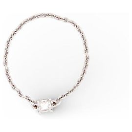NEW VANESSA TUGENDHAFT IDENTITY 18K WHITE GOLD DIAMOND CHAIN RING SIZE 56 Silvery