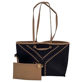 Bolsa tote de couro Yves Saint Laurent Marrom Bege
